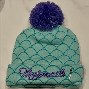 Disney Parks Little Mermaid Ariel Dinglehopper Pom Adult Beanie Knit Cap Hat NEW